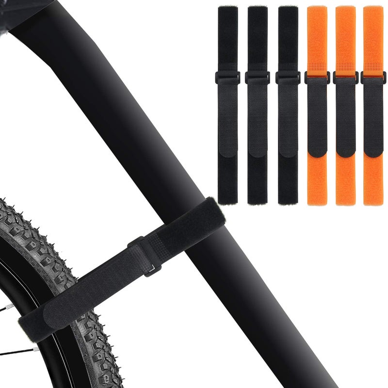 SANNIX 6 Pcs Reusable Bike Wheel Strap Adjustable Bike Wheel Stabilizer Straps Bike Rack Strap with Durable Hook (Black and Orange) - Image 1